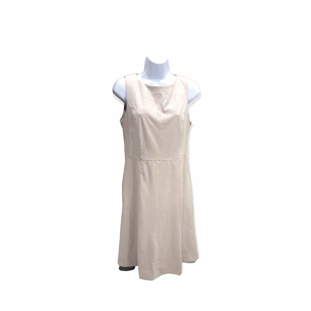 Lila Rose Dress Womens Sz 6 Solid Stone Sleeveless Faux Suede Fit And Flare